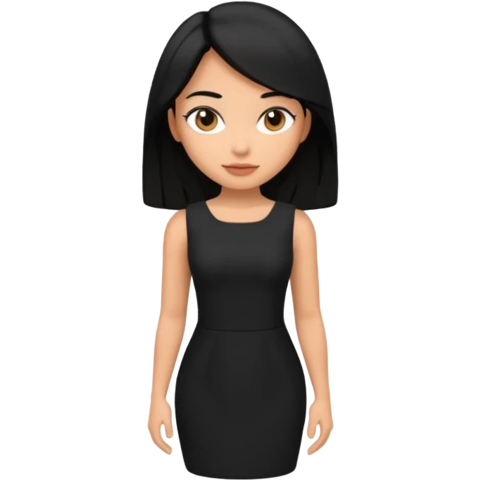 3d style woman with black hair wearing black dress emoji
