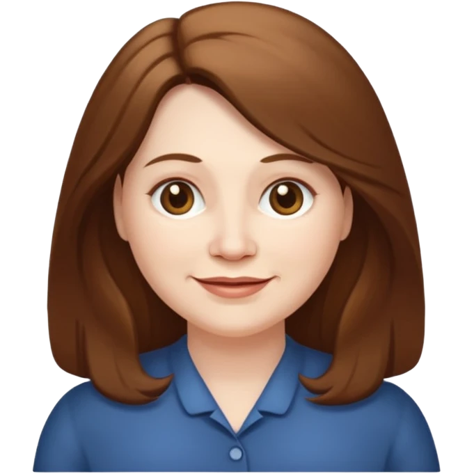 50 yr old white woman pale long brown hair small smile chubby emoji