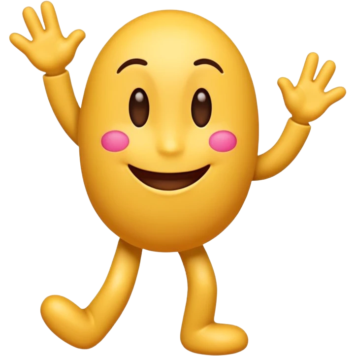 A cute 3D emoji of the English letter 'A' with cartoon arms and legs, dancing happily. Vibrant colors, expressive eyes, smiley face, high quality, white background, sticker style, glossy finish. emoji