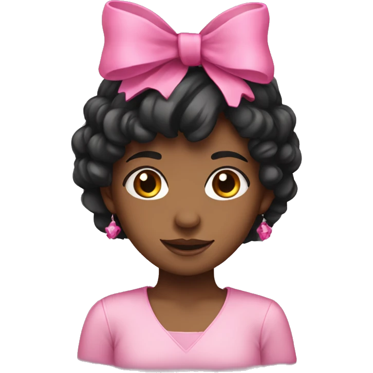 black haired girl wearing a pink crown with a pink bow  emoji