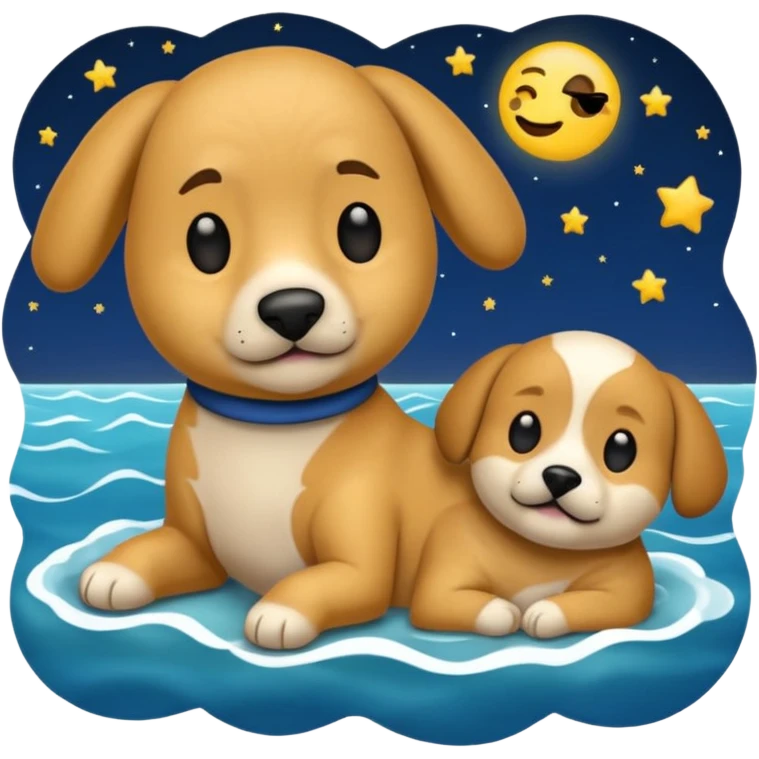 crea un emoji de buenas noches. Pon un texto : Buenas noches Javier y Tobi. Javier es una imagen de profesor y Tobi q sea imagen de un perro emoji