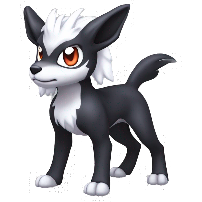 Edgy Cool Kawaii Baby Houndoom-Nargacuga-Absol-Garurumon-Pokémon Full Body Detailed High Quality emoji