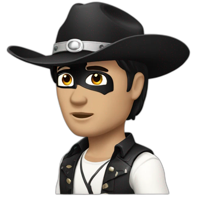 the lone ranger white cowboy hat short black hair black eye mask emoji