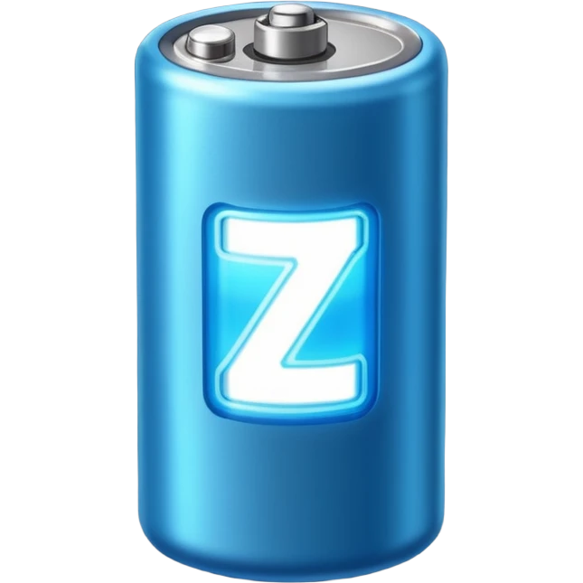 Blue battery with "200%" text on it emoji