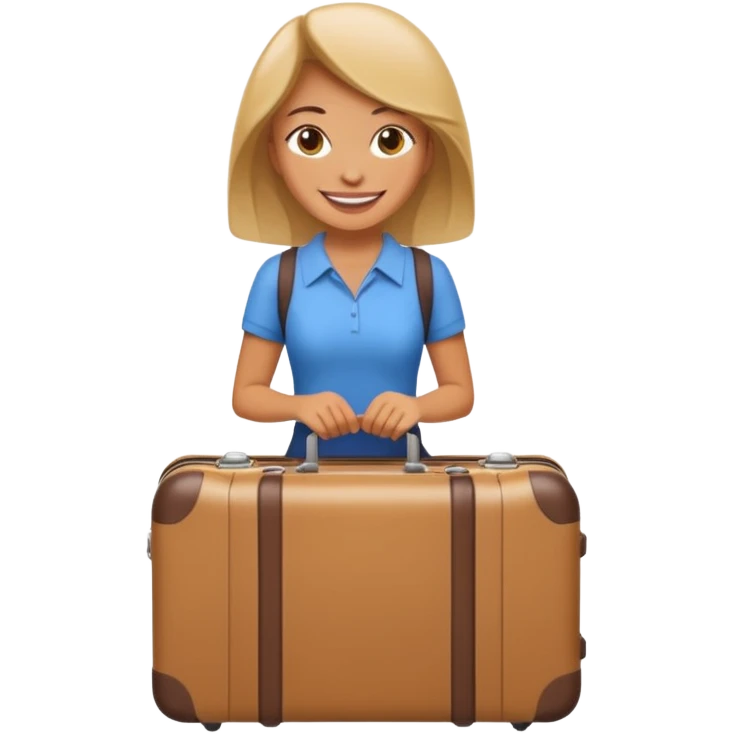 mujer viajando un equipaje de mano emoji