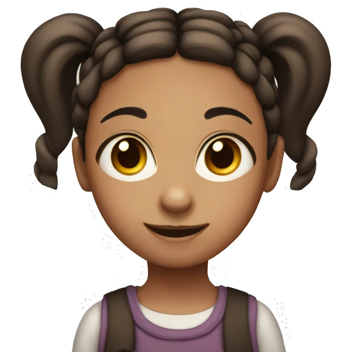 Brown-eyed little child with two dark pigtails emoji
