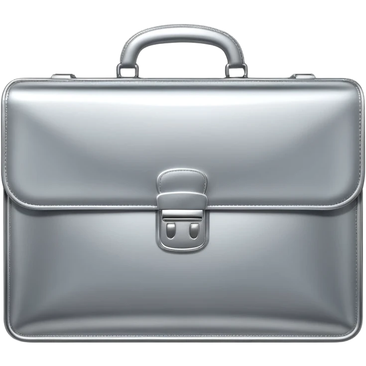 A luxury briefcase emoji made of polished silver chrome, smooth rectangular shape, metallic reflections, minimal high-end design, swag business aesthetic, iOS emoji style, centered, clean white background
 emoji