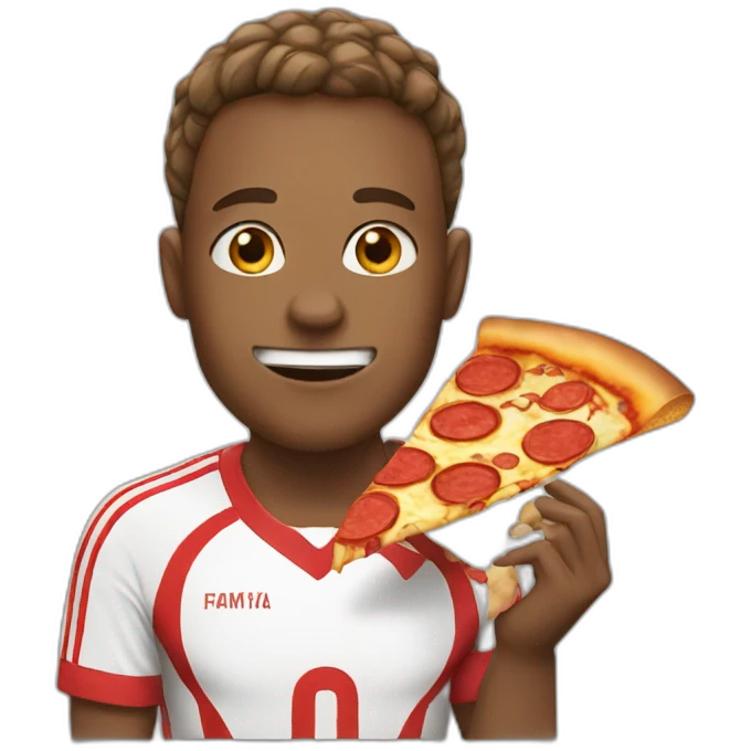 soccer player with pizza in mouth emoji