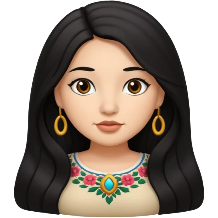 Brown Mexican curvy girl with long black hair  emoji