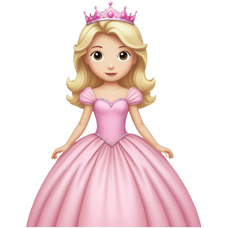 blonde Caucasian princess with puffy light pink ball gown emoji