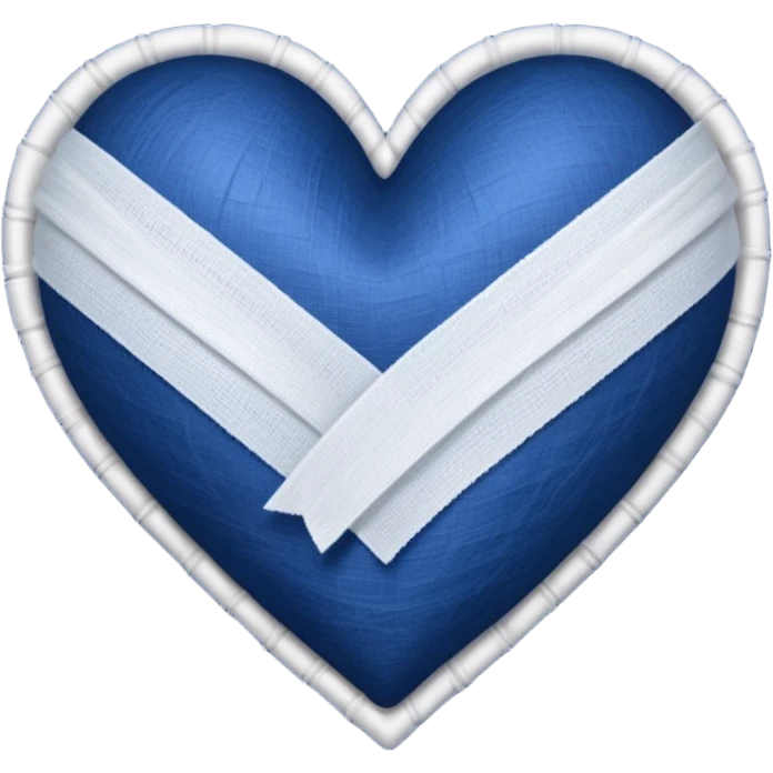 white gauze strip wrapped diagonally around a dark blue heart emoji