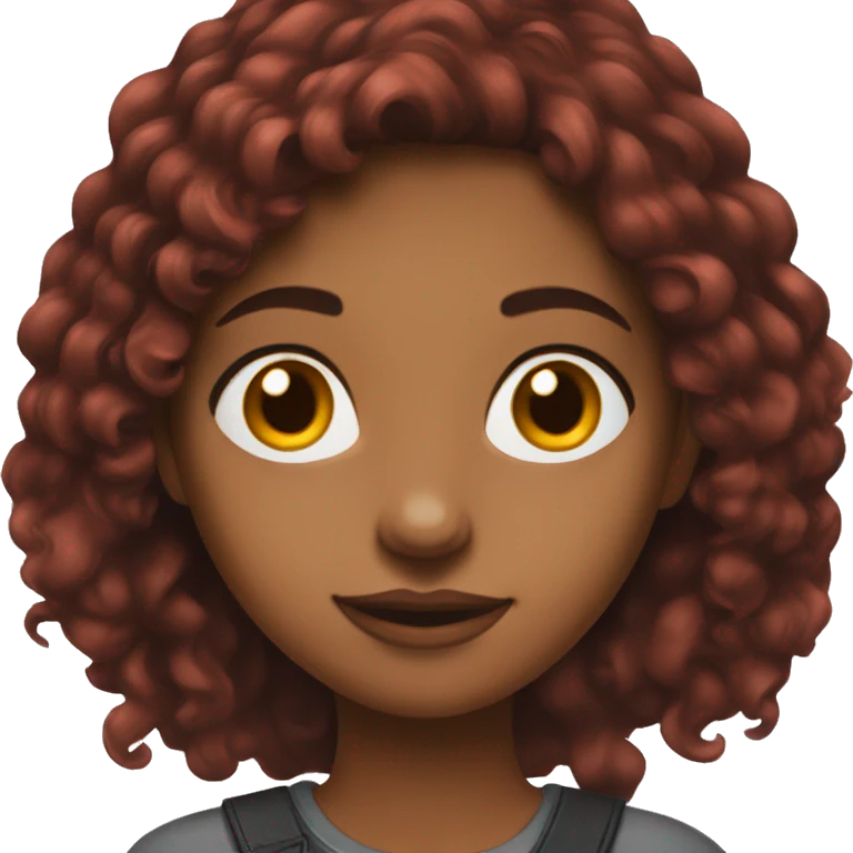 Brown girl with long half black half redhair red portrait emoji