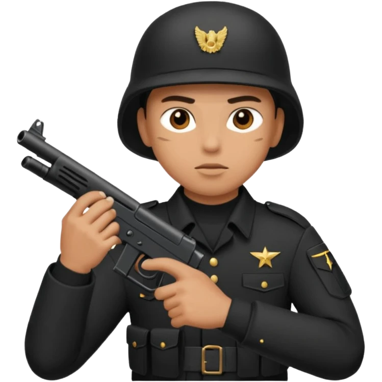soldier shooting, black combat clothes 













 emoji