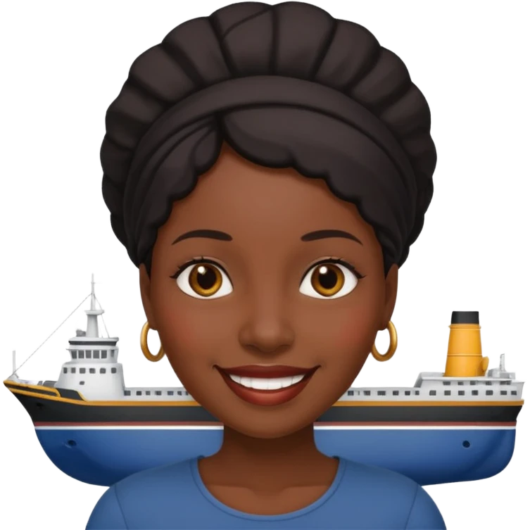 A black women with a ship for a head emoji