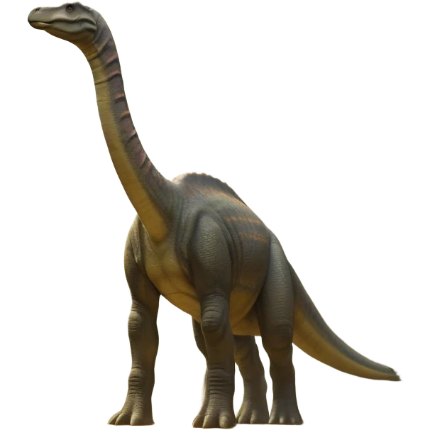 Cinematic Noble Brachiosaurus Portrait Emoji, Poised and majestic, with a towering, elongated neck stretching gracefully from a robust, column-like body, a small, gentle head with curious eyes, and subtle, textured skin in earthy tones, Simplified yet sharply defined features, highly detailed, glowing with a soft, golden radiance, high shine, intelligent and serene, stylized with an air of prehistoric grandeur, focused and calm, soft glowing outline, capturing the essence of a watchful and confident Brachiosaurus that appears ready to gracefully emerge from the screen with effortless power! emoji