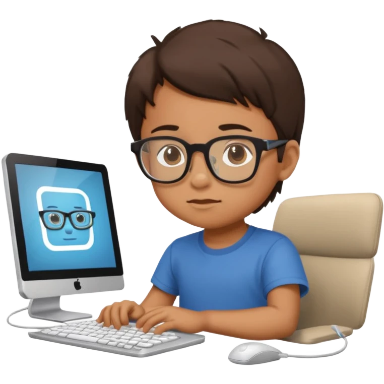 a child programs on a computer emoji