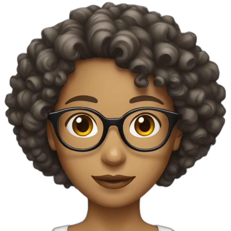 Women curly hair glasses emoji