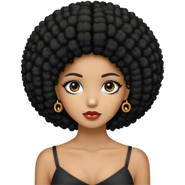 Crea una imagen de una chica con lentes cabello afro con dos colistas en el cabello tonalidad negra    emoji