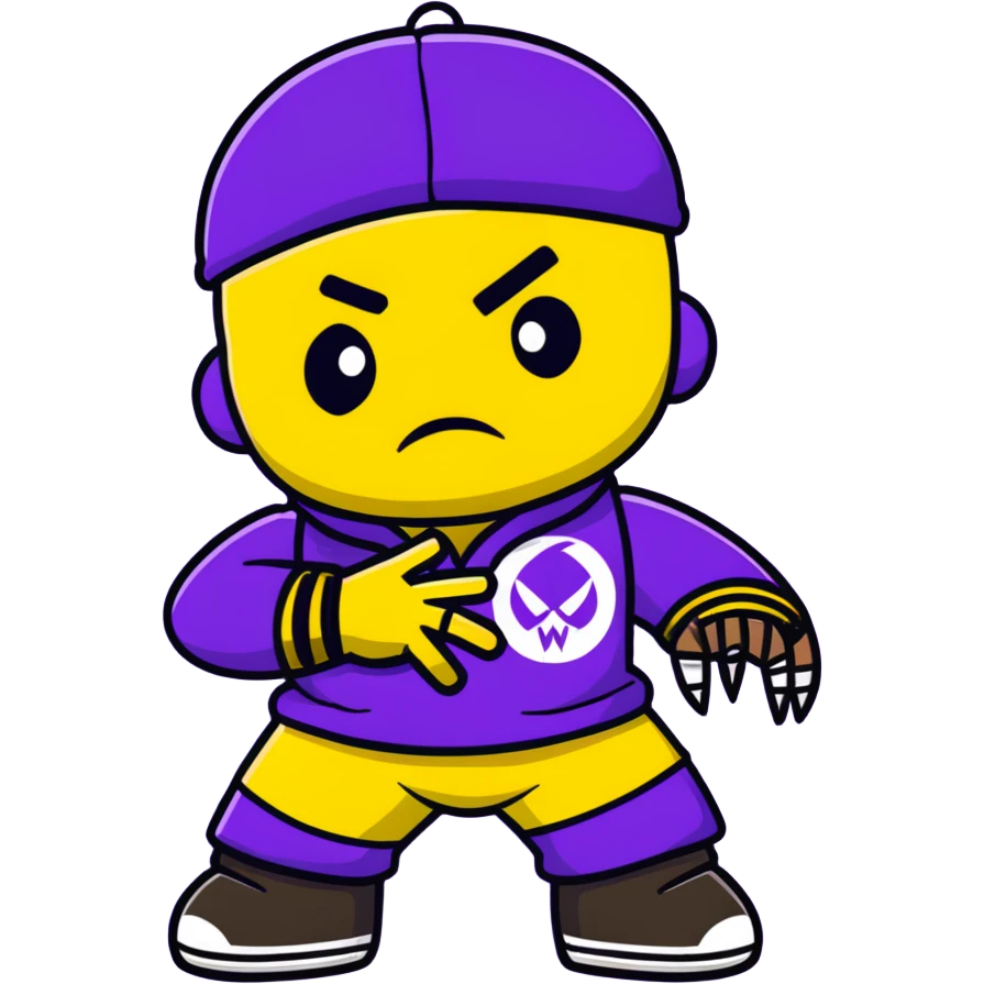 voodoo doll wearing wu-tang clan yellow and black outfit with W logo emoji
