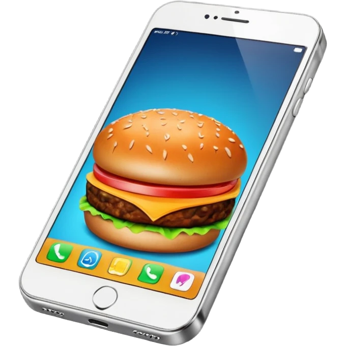 a phone that has a picture of a hamburguer in the frames of the phone not outside emoji