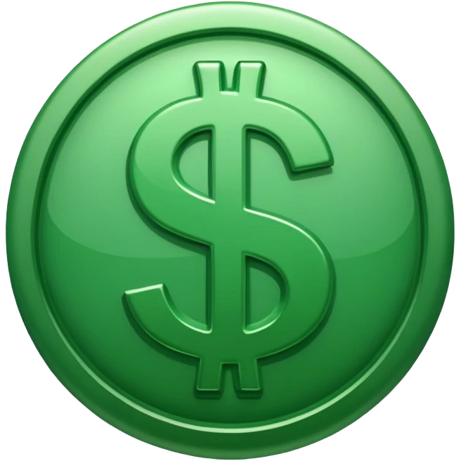Cashapp emoji, a green dollar symbol with white background, no faces emoji