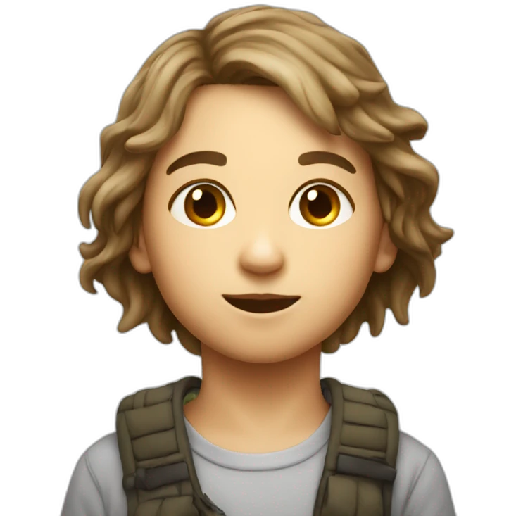 Kid with khachapuri and neon head emoji