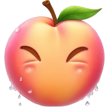 Pink peach with dewy droplets emoji