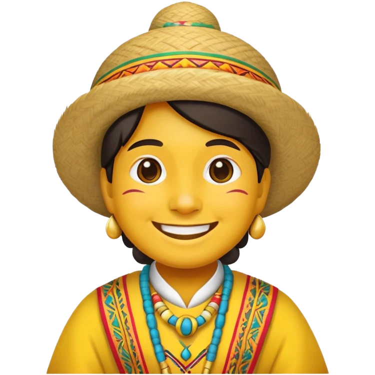 classic yellow emoji of a Peruvian wearing traditional clothing emoji
