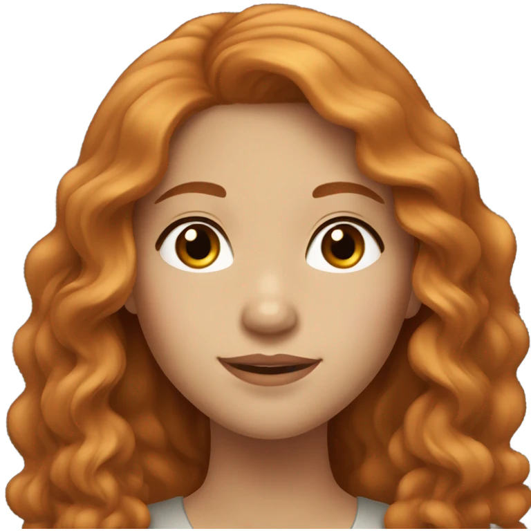 Beautiful girl, Ginger hair, wavy hair, long hair, Chinese, brown eyes emoji