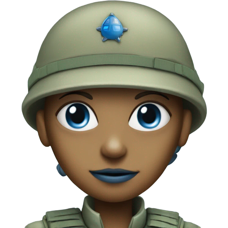 female blue alien military emoji