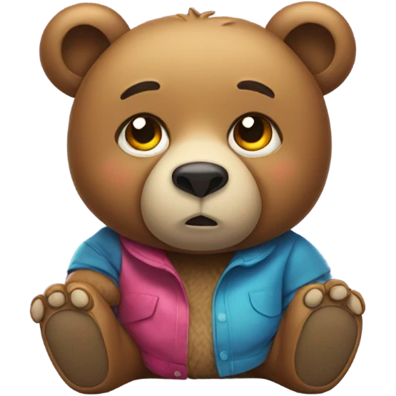 Sad bear wearing shoes emoji