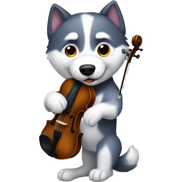 husky with a violin  emoji