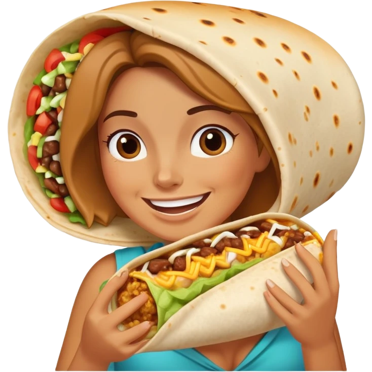 Women eating a fat burrito emoji