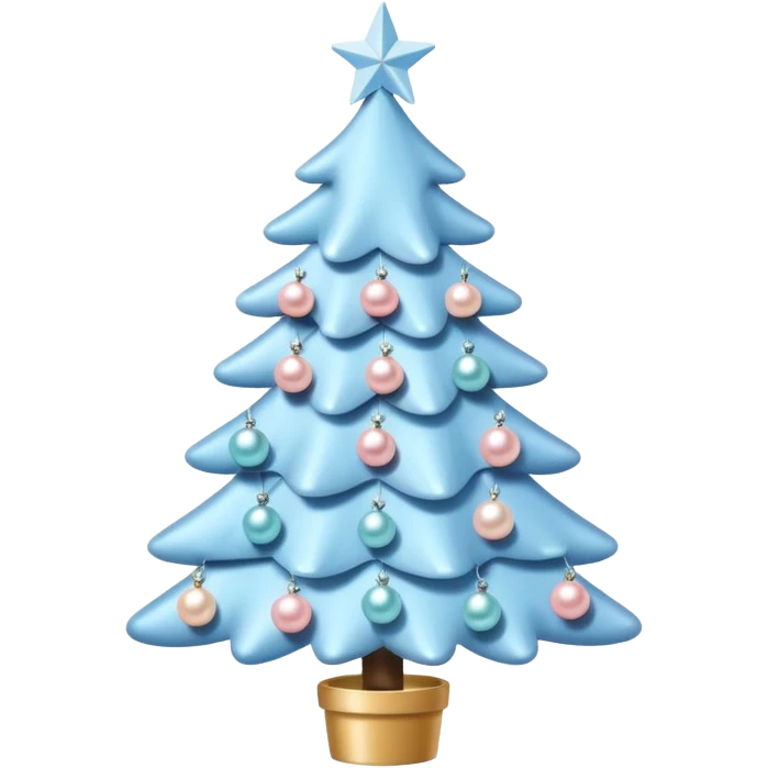 pastel blue pearls and bows christmas tree and white star emoji
