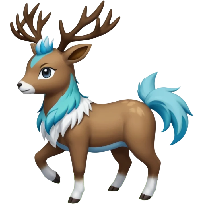 Stantler-Skiddo-Glaceon-Mudbray-Amaura-Virizion-fusion-Fakémon-creature (full body) emoji