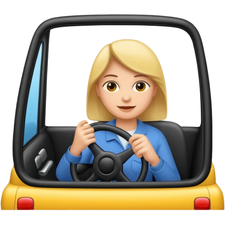 Crea un emoji con fondo transparente en PNG de una persona manejando un vehículo emoji