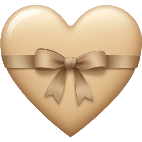 A beige heart with a little light-brown beige ribbon on it  emoji