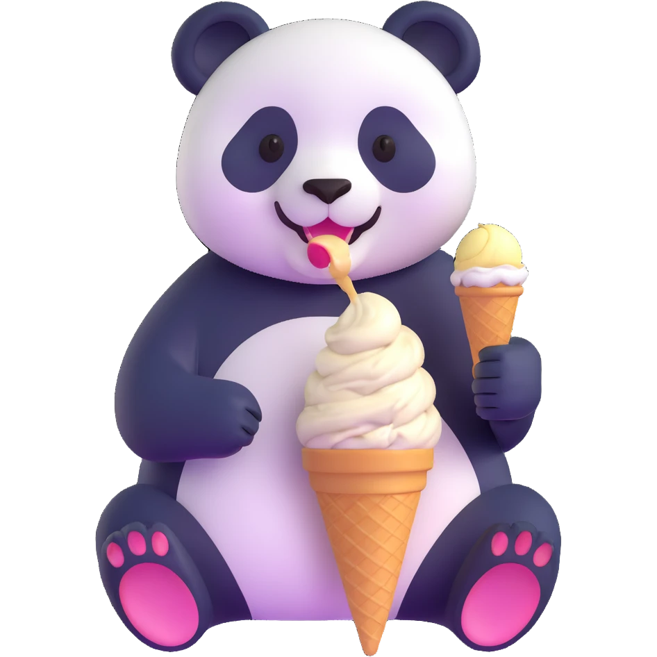 panda eating ice cream emoji