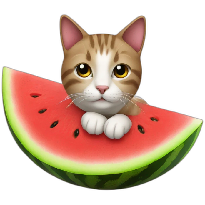 cat on watermelon emoji