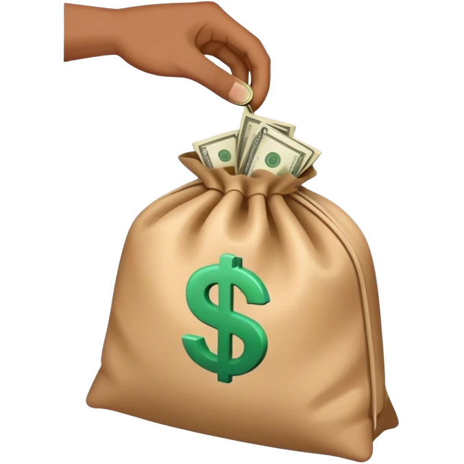 a hand holding a bag of money emoji
