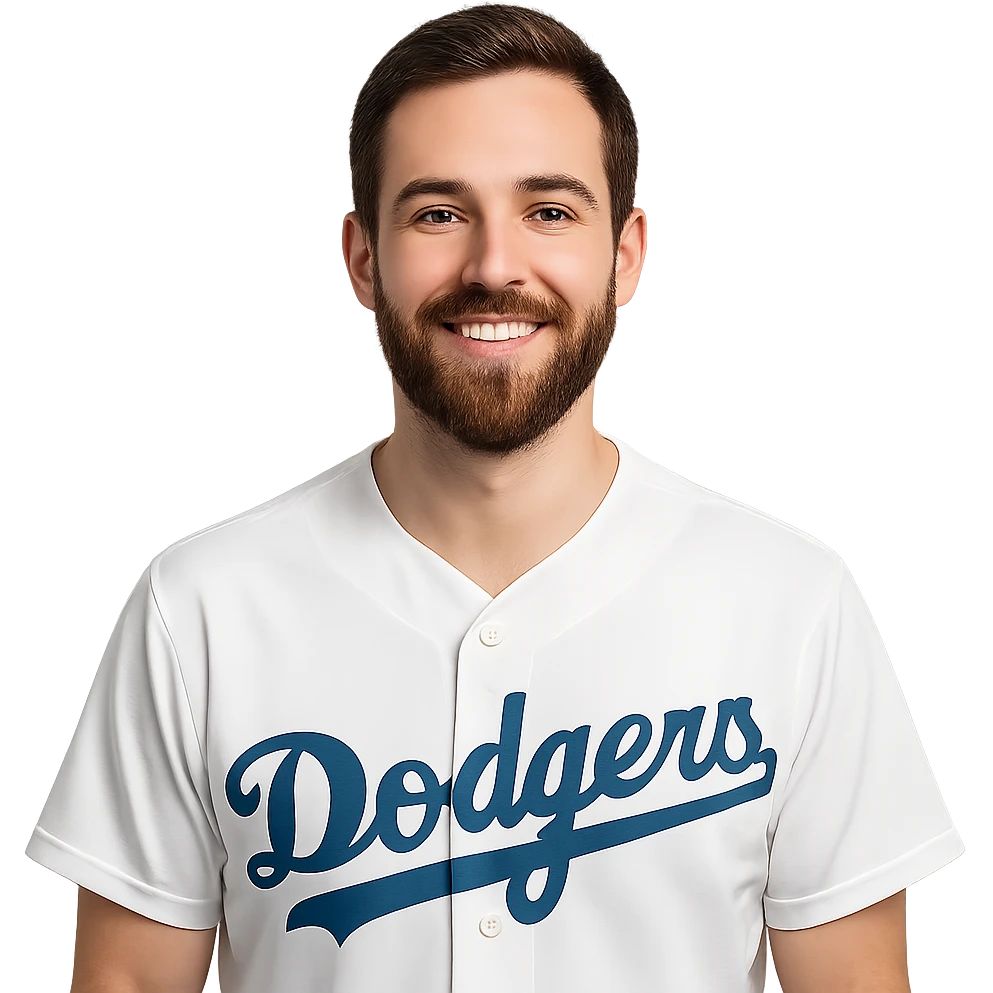 Man wearing doger jersey emoji