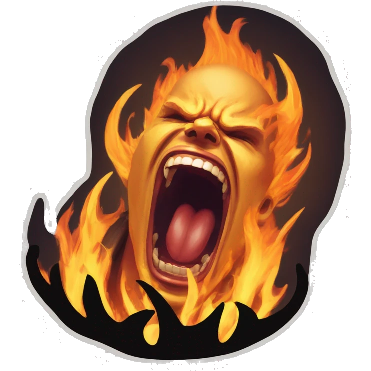 Guy screaming flames emoji