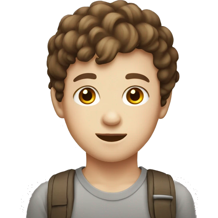 Young Boy with brown hair and brown eyes and white skin wearing a birthday hat emoji