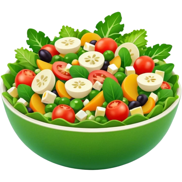 Salad community avatar in clean style illustration. Classic salads like Olivier, Greek or Tashkent, vibrant greens and colorful ingredients, simple shapes, flat design, high contrast, fresh and inviting. emoji