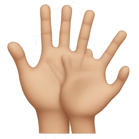 Two hands and face emoji
