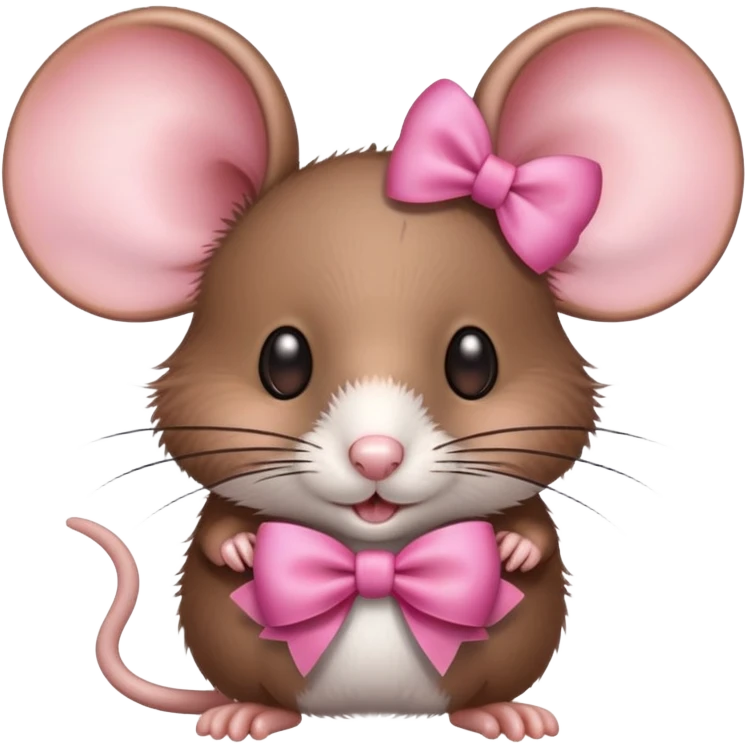 brown mice with a pink bow on the ear emoji