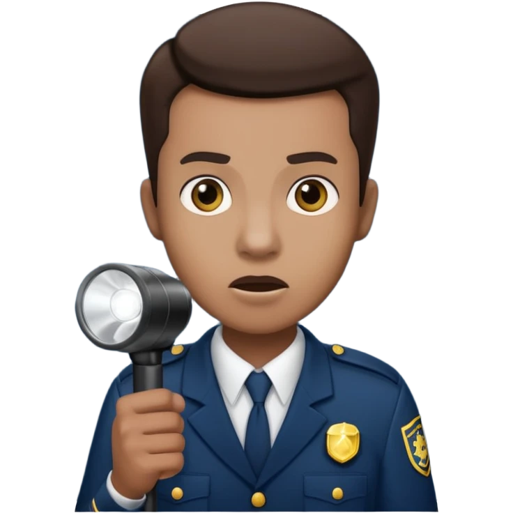 Movie theatre usher with flashlight looking scared emoji