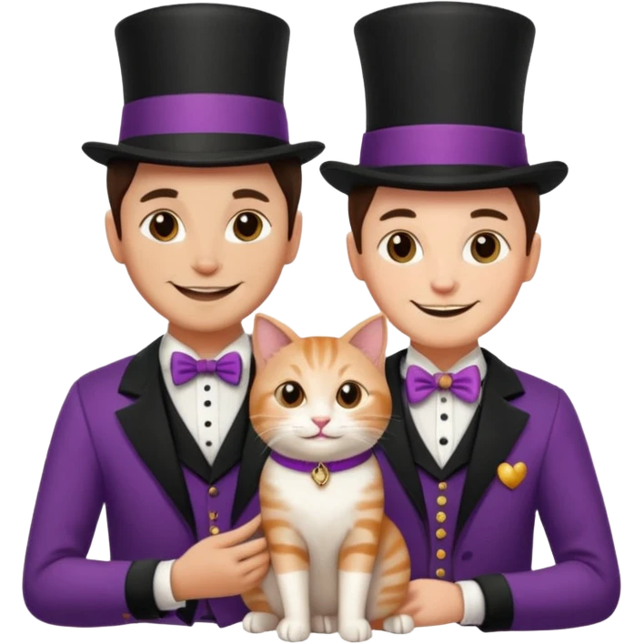 magician couple and their pet cat emoji