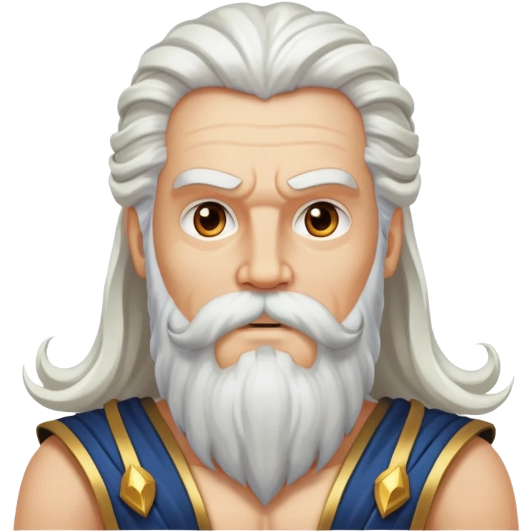 God, Zeus-like figure with long white hair, thunder, beard and white mustache emoji