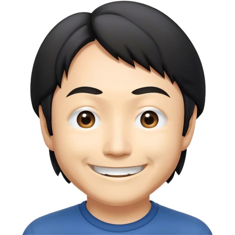 ​Cinematic Realistic Portrait of a Smiling Shigeru Miyamoto, depicted with warm, approachable features, showing a giant smile with expressive eyes, set against a subtle backdrop, inviting lighting that captures his innovative spirit emoji